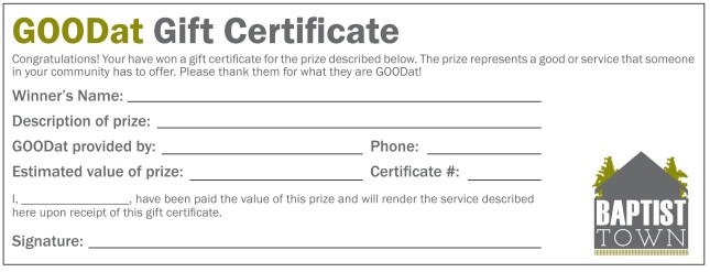 GOODAt gift certificate